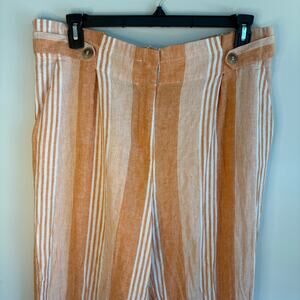 NY & Co Orange White Linen Blend Wide Leg Pants XL Coastal